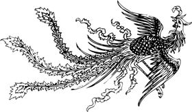 手绘水彩凤凰