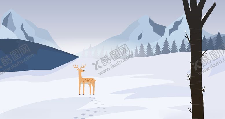 编号：51986009131651379526【酷图网】源文件下载-鹿和雪山