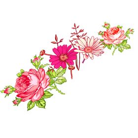 鲜花装饰粉玫瑰百合朵植物草