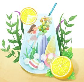 卡通水果柠檬插图  插画印花图案