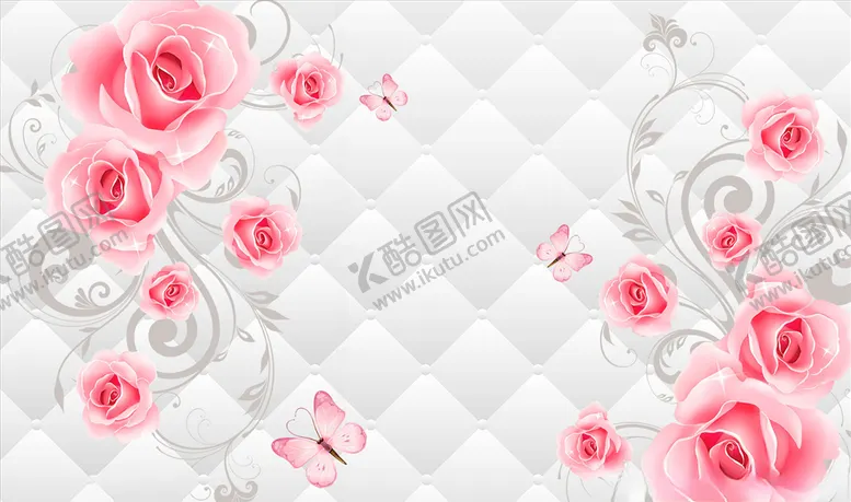 编号：34231404161806494183【酷图网】源文件下载-浮雕花玫瑰花藤背景墙