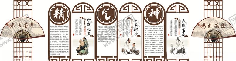 中医文化墙针灸院养生展板