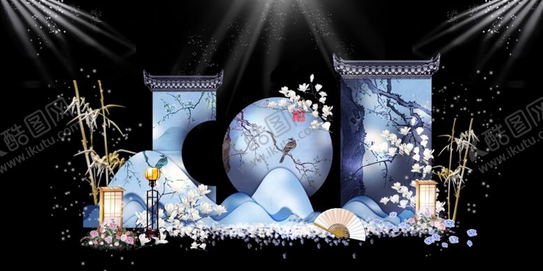 编号：34012809232348247846【酷图网】源文件下载-蓝色婚礼背景
