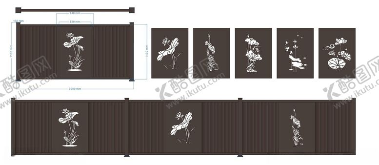 编号：33302211010544415836【酷图网】源文件下载-中式护栏围栏图纸