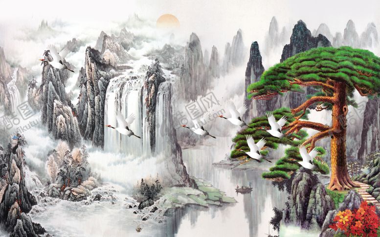 编号：77633907040904058947【酷图网】源文件下载-国画山水