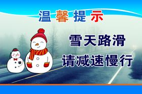 雪天路滑标语公益宣传海报素材