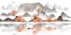 新中式意境山水背景