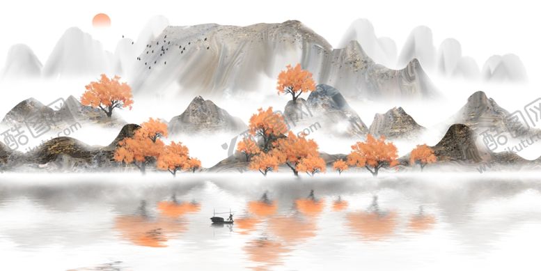 编号：45062704250605039816【酷图网】源文件下载-新中式意境山水背景