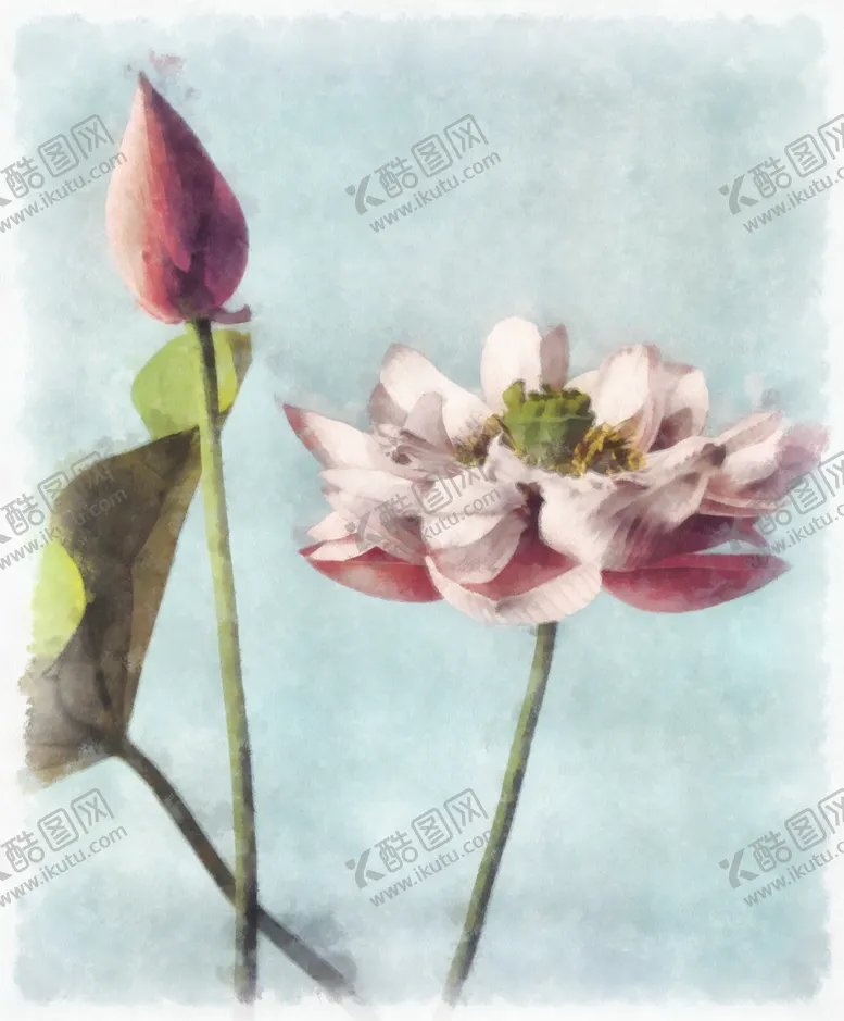 编号：36833410060505253868【酷图网】源文件下载-原创水墨水彩意境荷花装饰画挂画