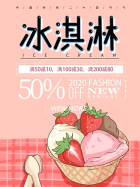 冰淇淋海报广告开业冷饮店展板