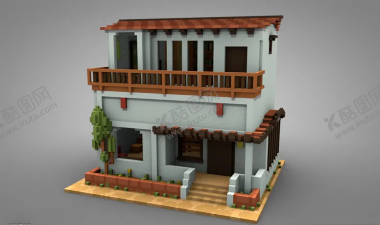C4D模型像素高房子动画工程材