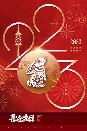 2023年圣诞新年元旦背景海报