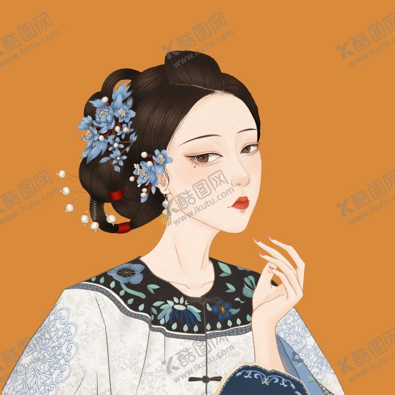 编号：76110503020019078843【酷图网】源文件下载-手绘清朝美女