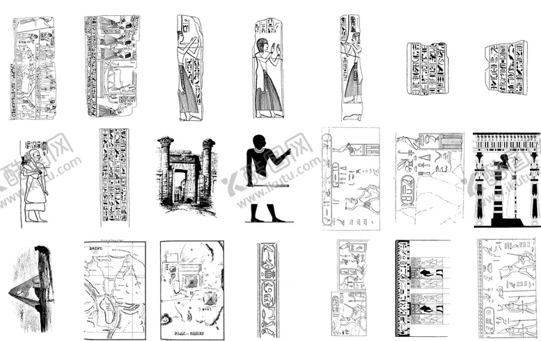编号：26180710070044472913【酷图网】源文件下载-线描古埃及人文历史建筑金字塔