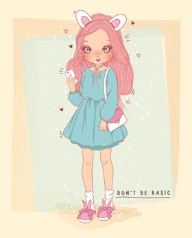 可爱卡通潮流少女插画