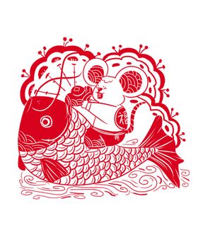 鼠年剪纸风格