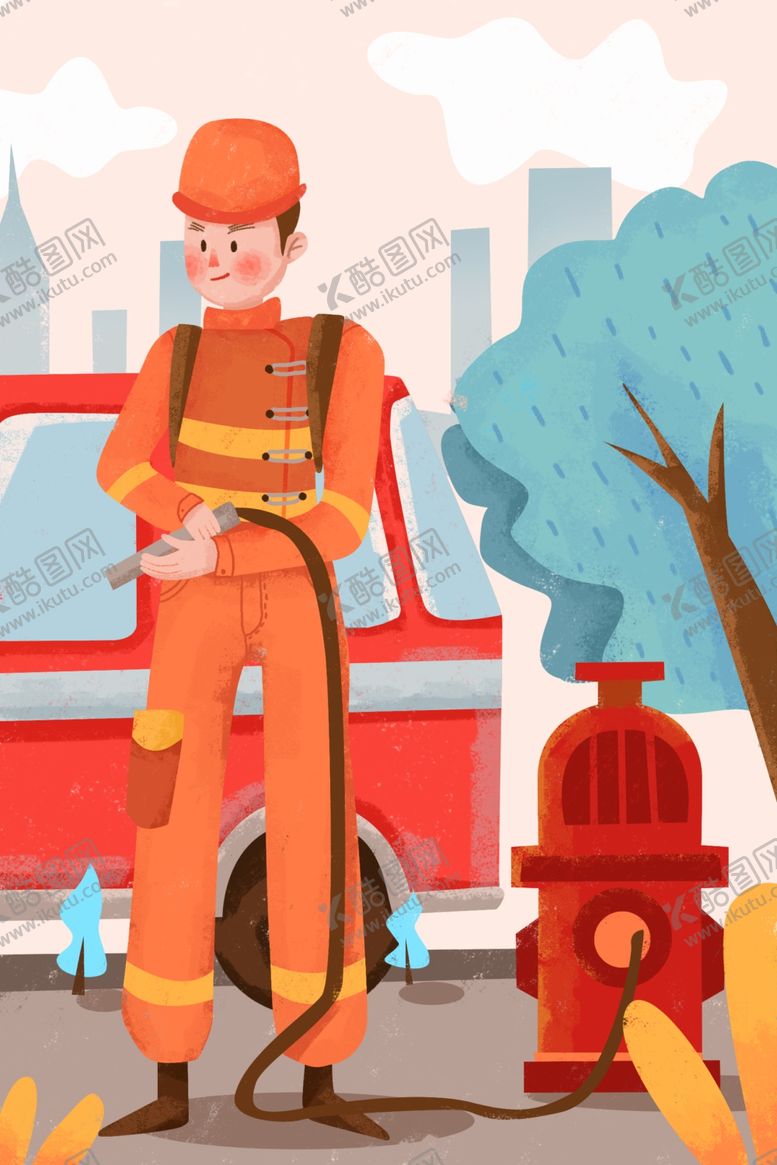 编号：36507410101145561052【酷图网】源文件下载-消防人员插画