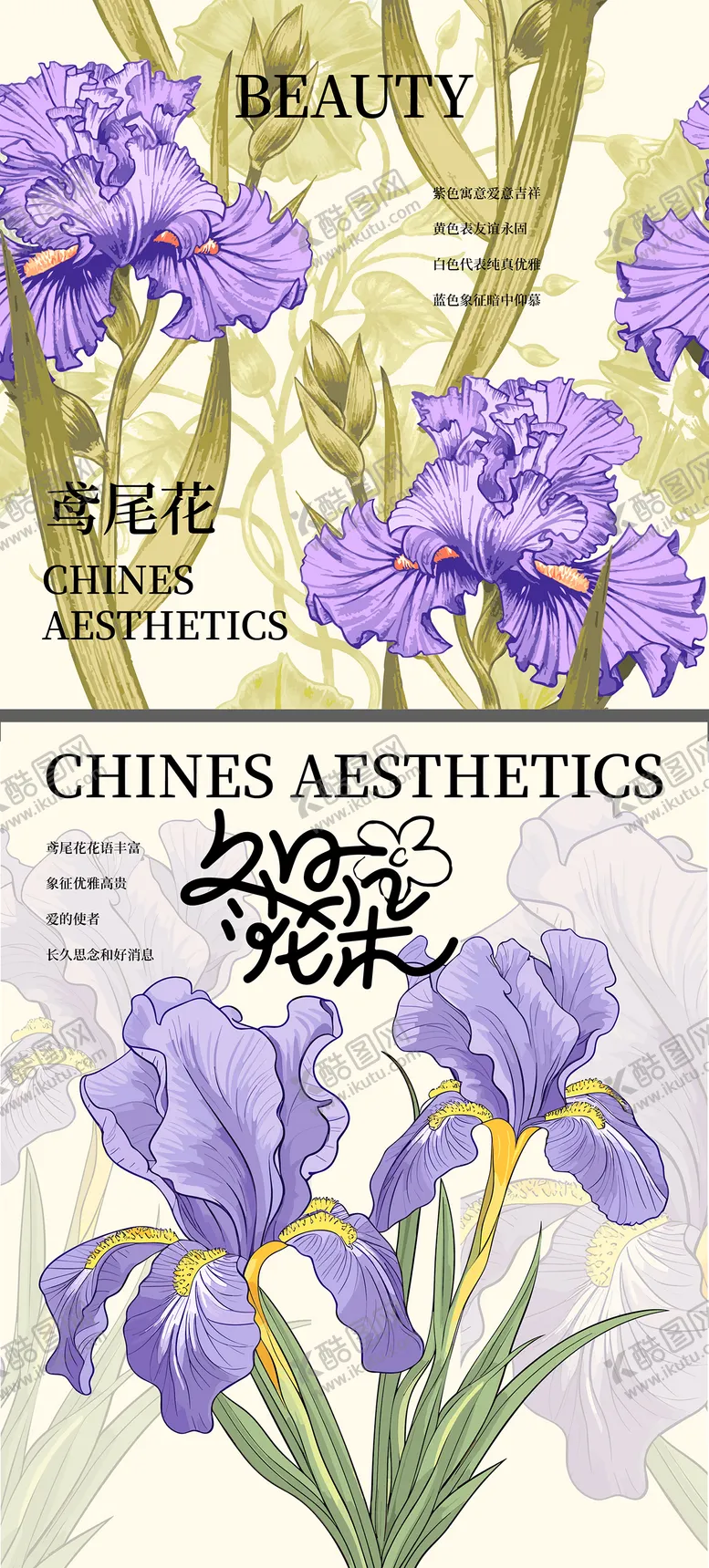 编号：11463509182234357936【酷图网】源文件下载-鸢尾花插画海报