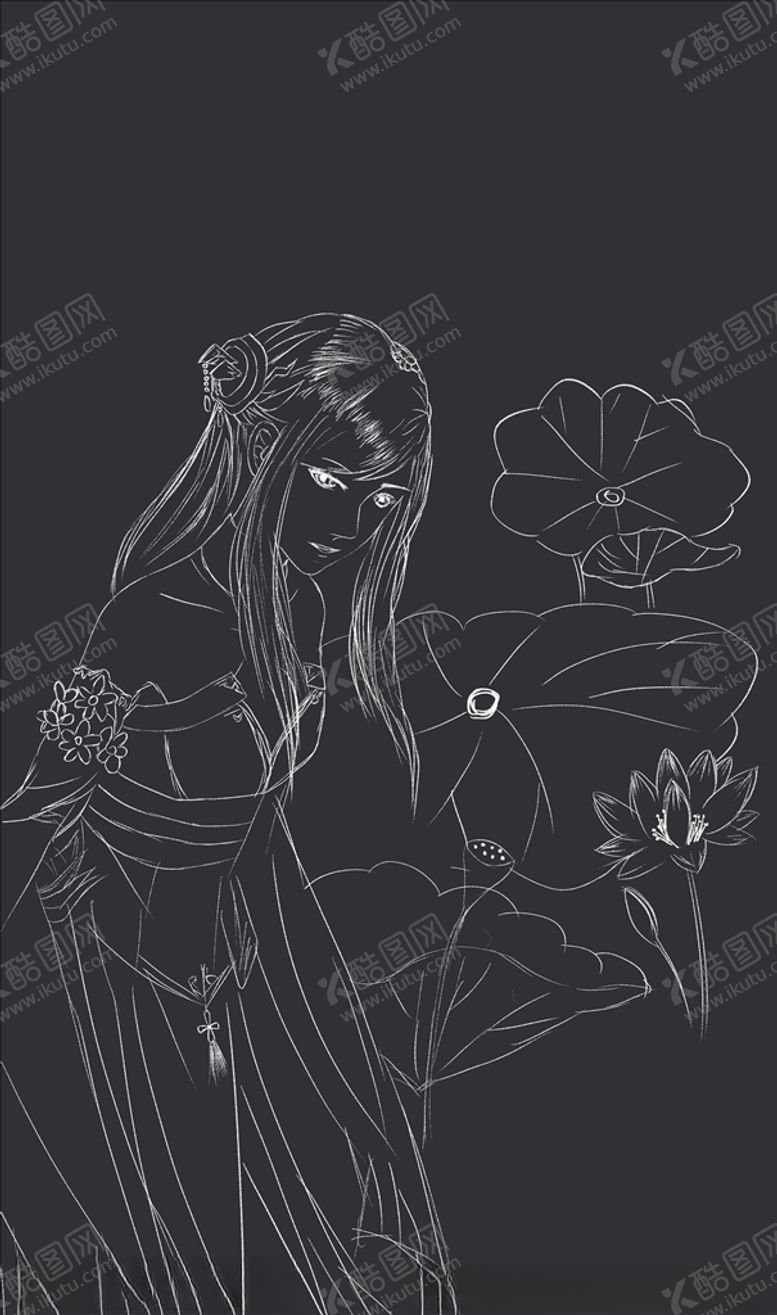 编号：92007307130305372562【酷图网】源文件下载-荷花仕女图