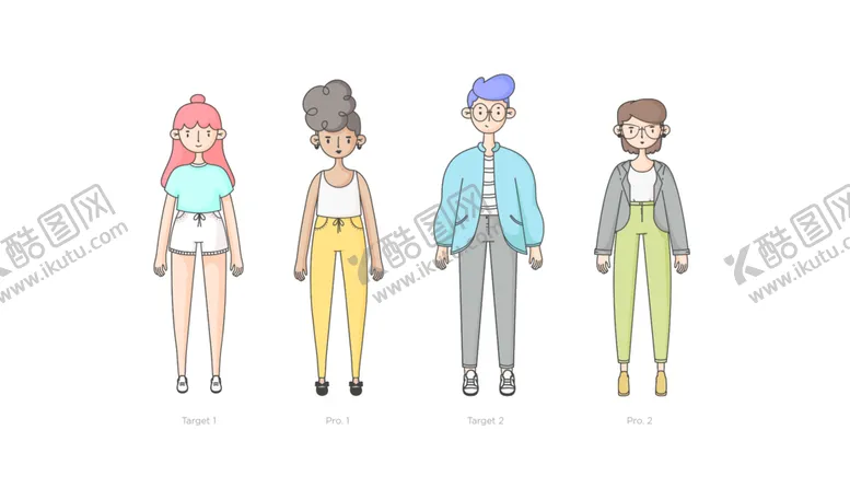 编号：39971306250936598993【酷图网】源文件下载-人物插画4人组
