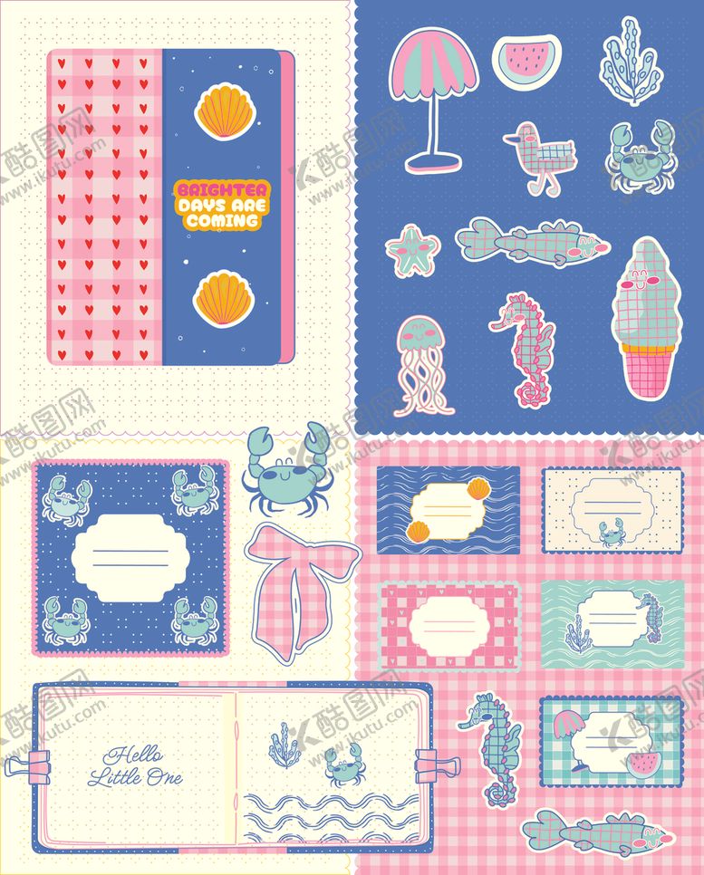 编号：44441704292210124716【酷图网】源文件下载-海洋贴纸素材