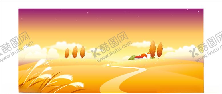 编号：37681810280423344467【酷图网】源文件下载-秋季乡村山坡风景