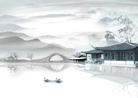 工笔花鸟背景墙装饰画古典新中式图水墨