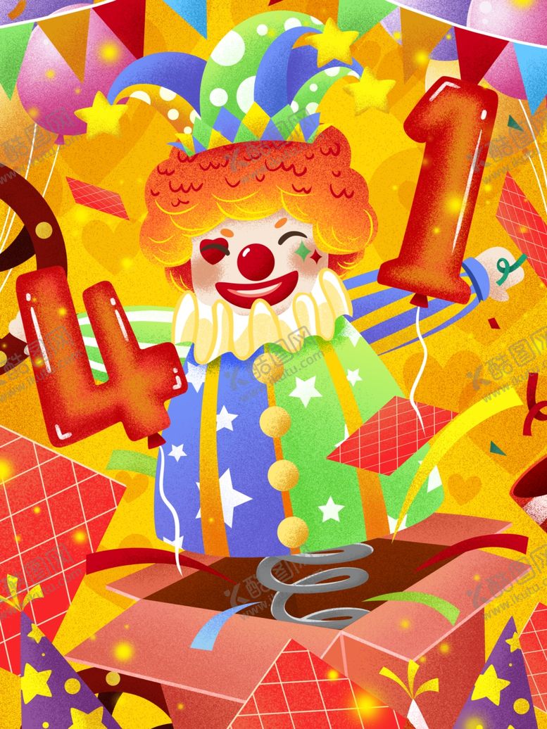 编号：44447809270529061629【酷图网】源文件下载-愚人节小丑插画