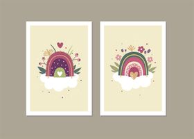 可爱彩虹装饰画图案设计