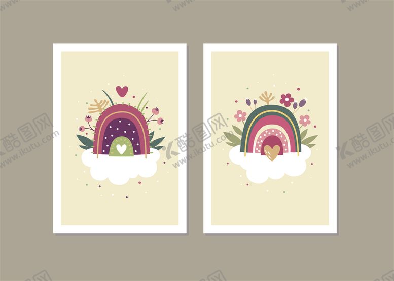 编号：16250210120438418400【酷图网】源文件下载-可爱彩虹装饰画图案设计