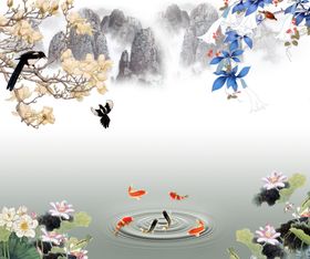 玉兰花电视背景墙