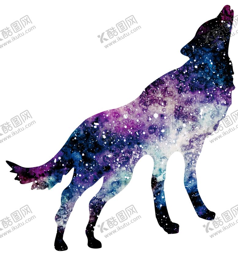 编号：18922206240304015492【酷图网】源文件下载-苍狼简约狼啸星空海报素材