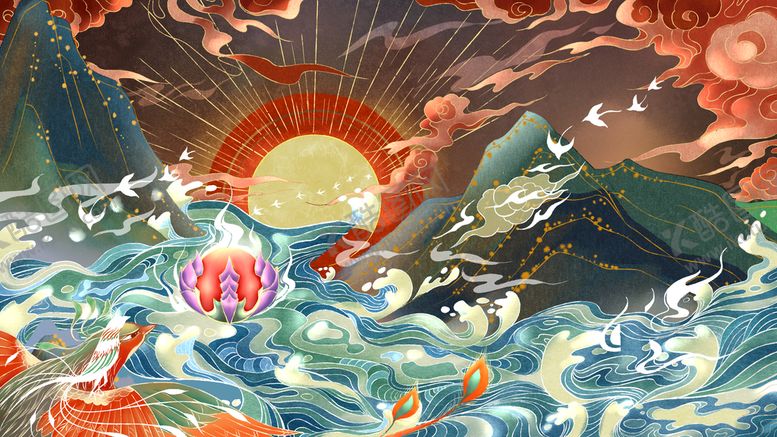 编号：94856709240854324950【酷图网】源文件下载-国潮海报背景