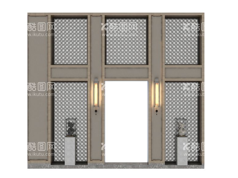 编号：22262312251142042797【酷图网】源文件下载-门窗墙3d模型