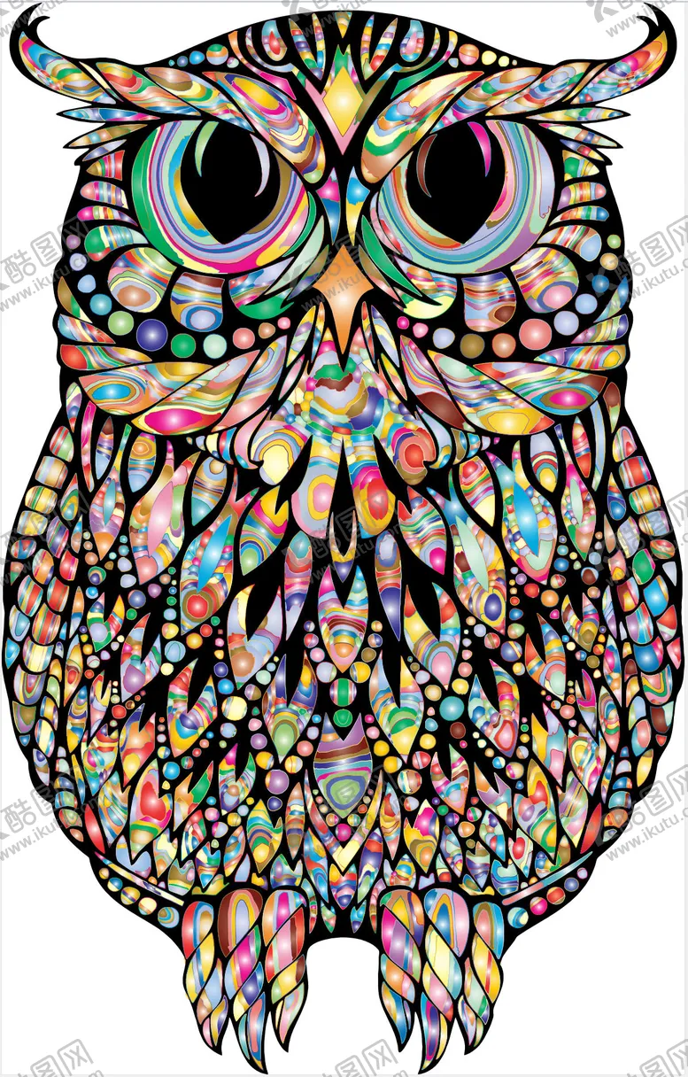 编号：44394109091135009650【酷图网】源文件下载-彩色猫头鹰图案艺术插画