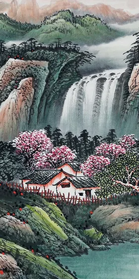 山水大幅画新中式新中式墨画