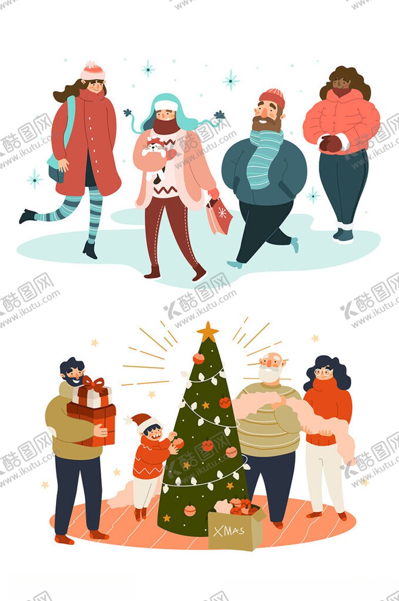 编号：95208403011015525146【酷图网】源文件下载-冬季与圣诞节卡通插画