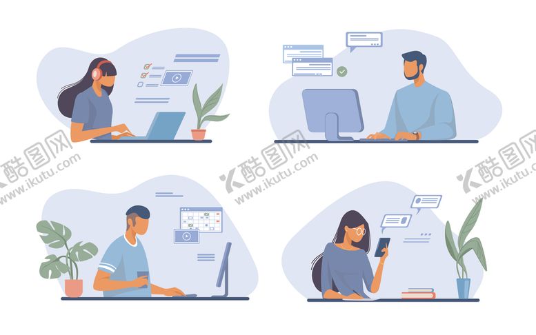 编号：66368807071232005254【酷图网】源文件下载-扁平化办公室人物
