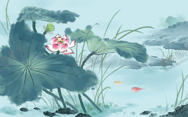 编号：72121510241935415316【酷图网】源文件下载-手绘荷花插画