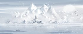 雪景山水画