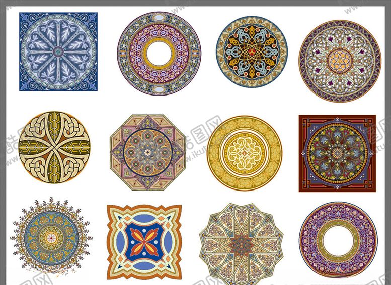编号：39644204011444387061【酷图网】源文件下载-圆形花纹仿古花纹寺庙图案