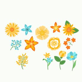 各种花朵手绘卉美丽植物插画