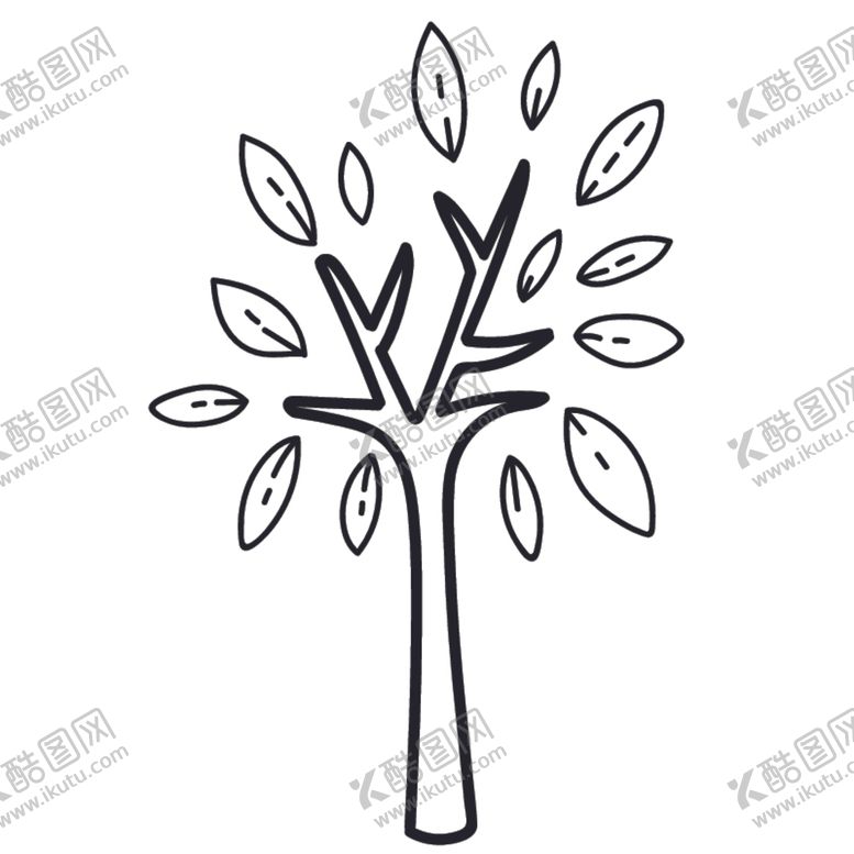 黑白手绘素材画线条复古花纹