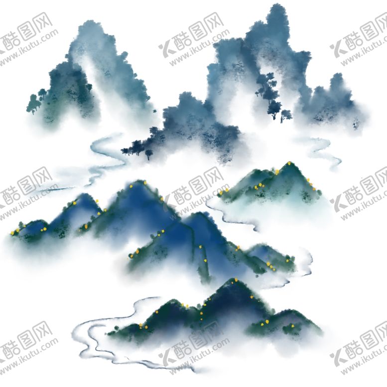 编号：80133806281653507953【酷图网】源文件下载-中国风山水水墨高山叠山小船飞雁
