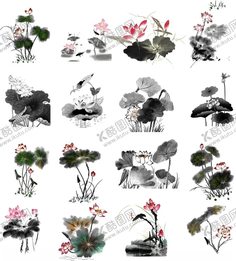 编号：80826501140645317763【酷图网】源文件下载-免扣水墨荷花
