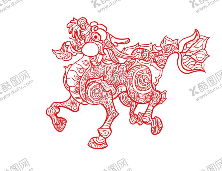 编号：45926609210219411718【酷图网】源文件下载-麒麟手绘线稿