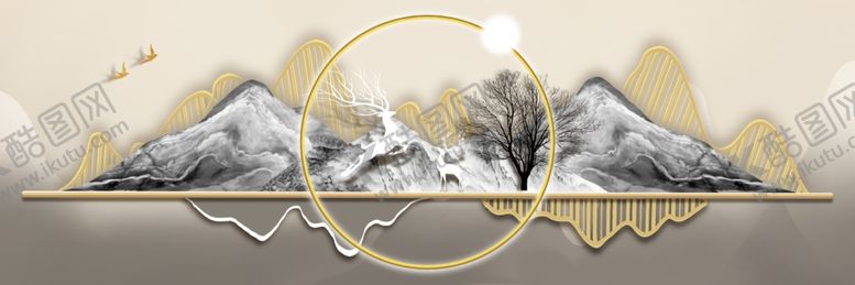 编号：85437904031425543442【酷图网】源文件下载-水墨山水抽象装饰画