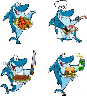 鲨鱼大厨的趣味烹饪瞬间