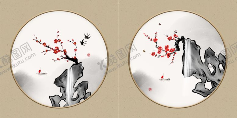编号：27307404071518526500【酷图网】源文件下载-工笔花鸟花卉复古民俗装饰画