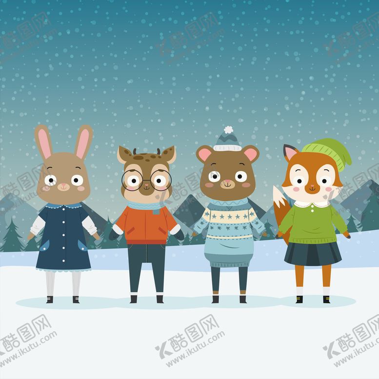 编号：51706309292101029746【酷图网】源文件下载-穿冬装的动物 